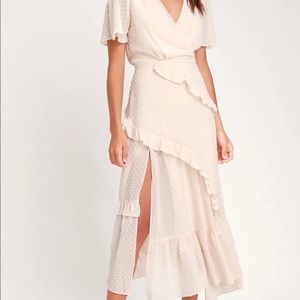 LULU’s Cream Mid Length Dress.